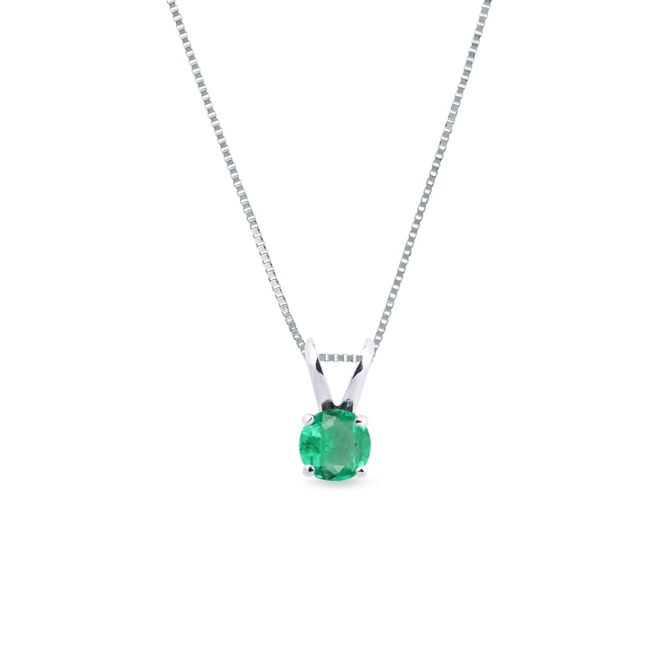 Smaragdový náhrdelník z bílého zlata | KLENOTA