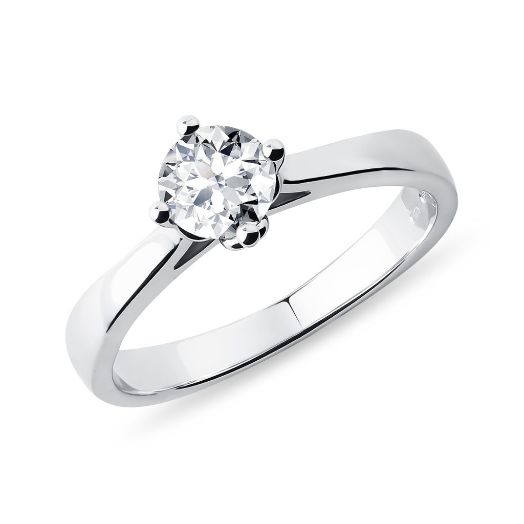 Zásnubní prsten z bílého 14k zlata s 0.5ct diamantem | KLENOTA