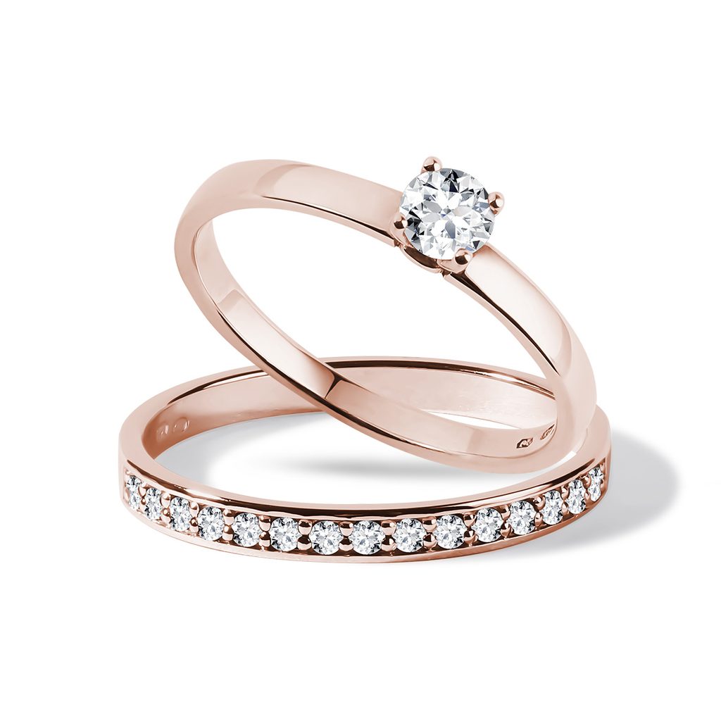 Wedding ring set in rose gold | KLENOTA