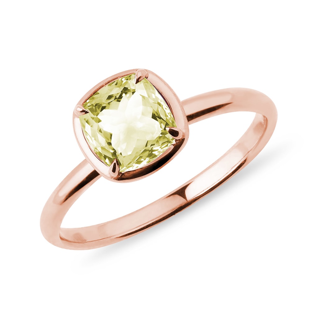 Lemon quartz ring in rose gold | KLENOTA