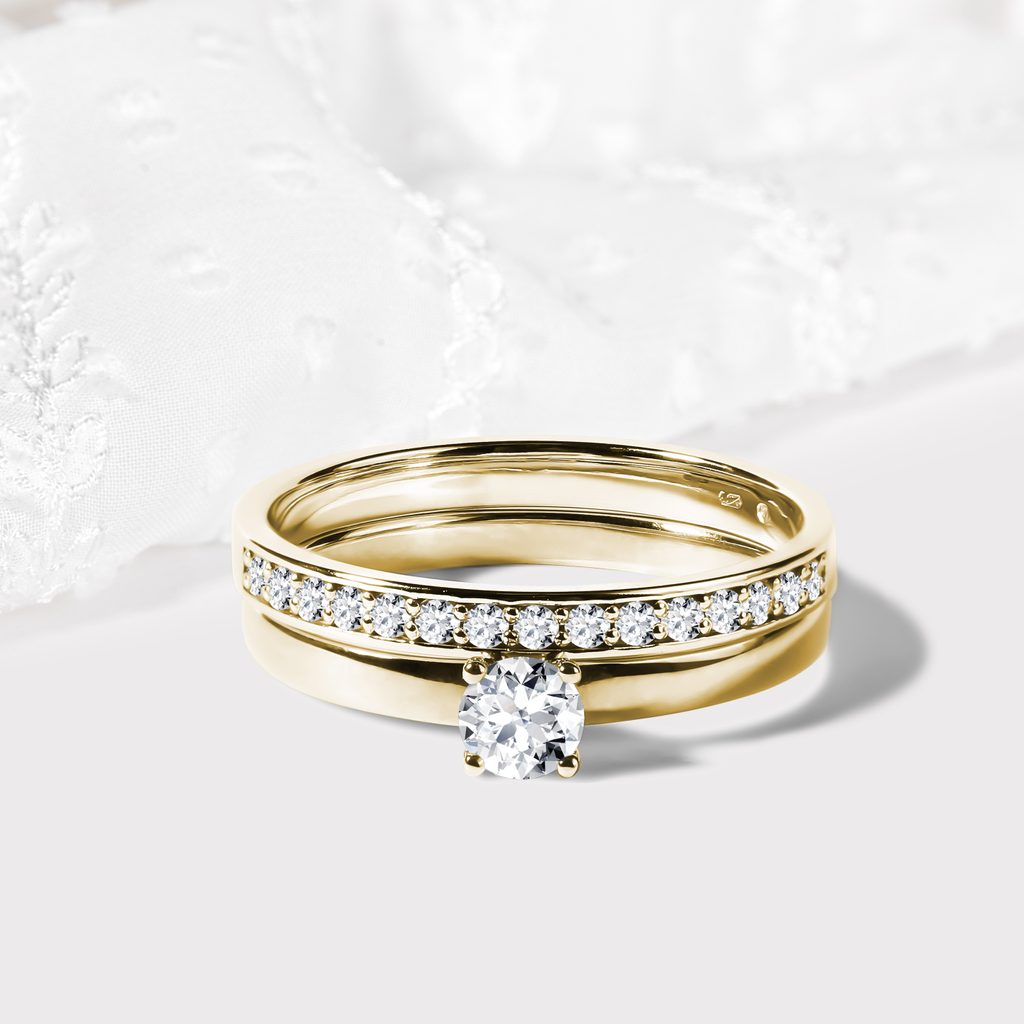 Wedding ring set in 14k yellow gold | KLENOTA
