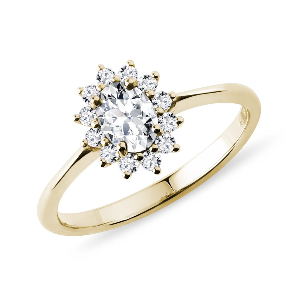 Luxusní prsten s diamanty ve žlutém zlatě | KLENOTA