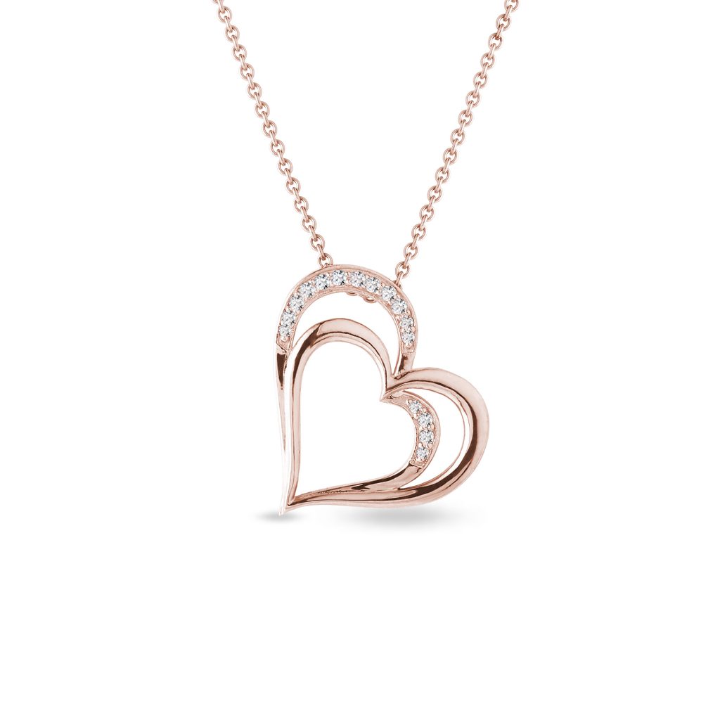 Heart Pendant with Diamonds in Rose Gold | KLENOTA