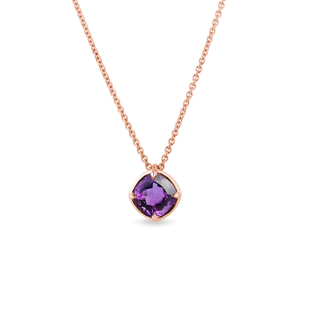 Necklace with Amethyst in Rose Gold | KLENOTA