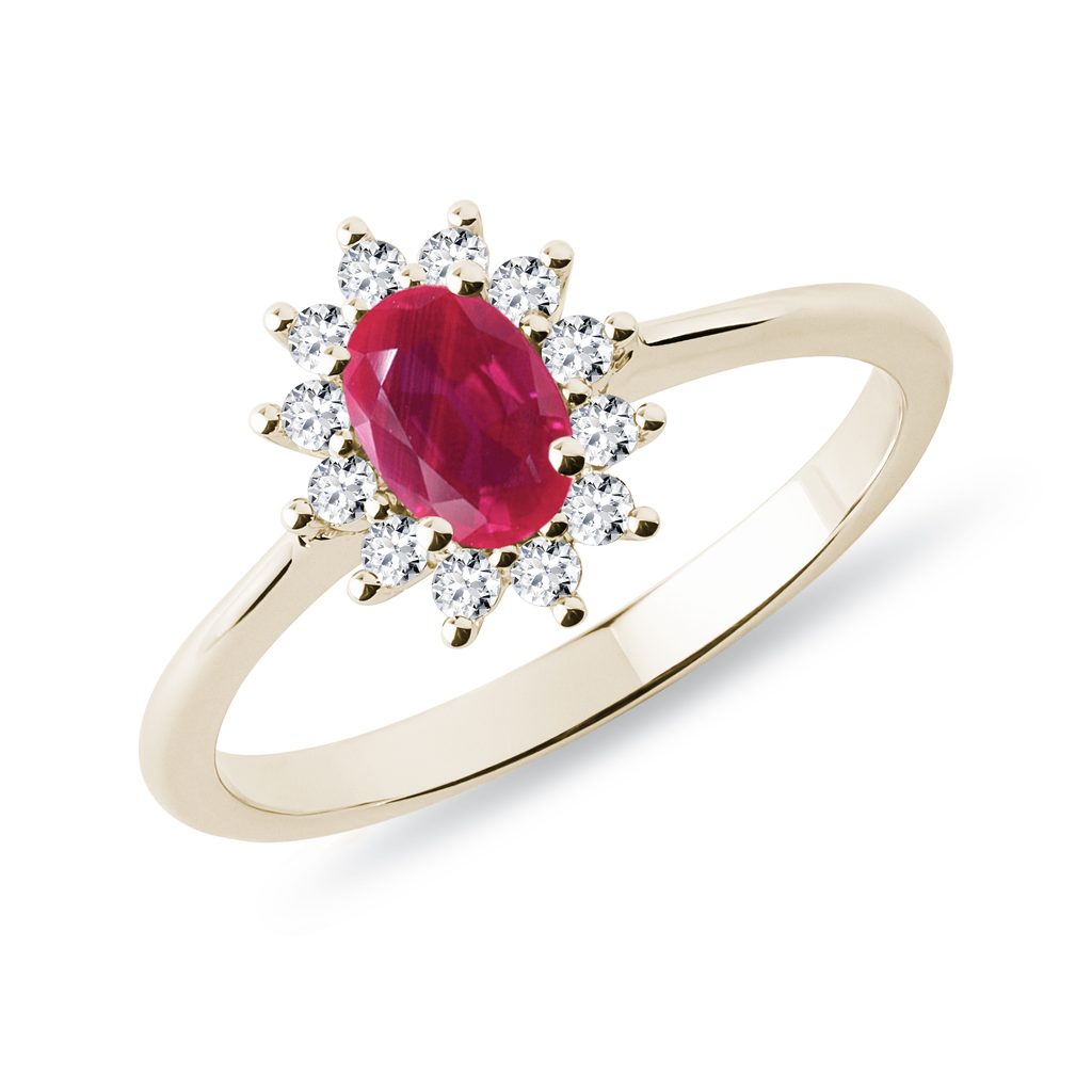 Bague d or jaune avec diamants et rubis KLENOTA