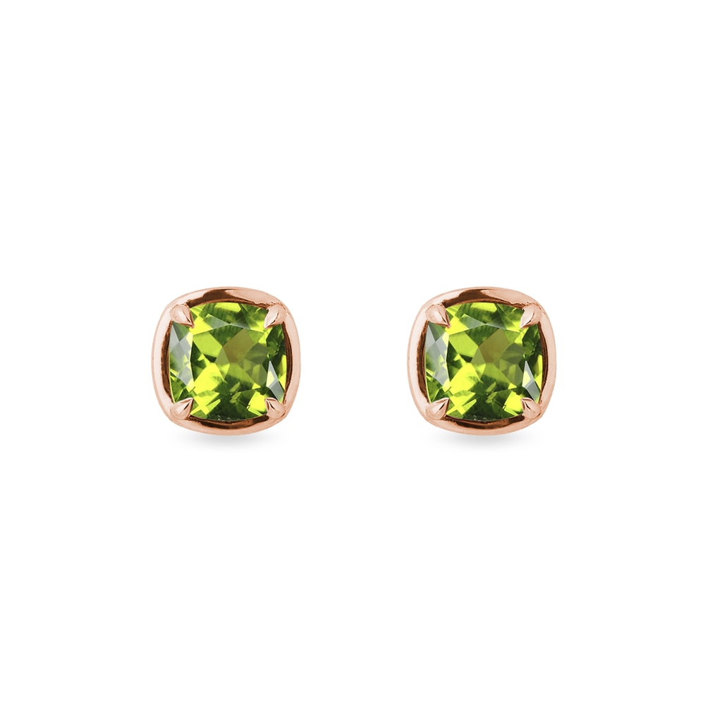 Peridot earrings in rose gold | KLENOTA