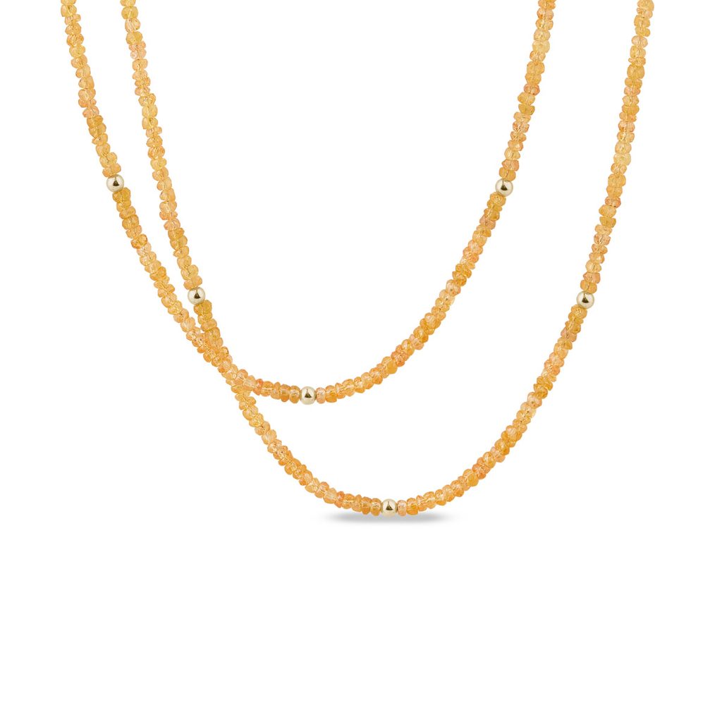 Zlatý náhrdelník zo žltého zafíru | KLENOTA