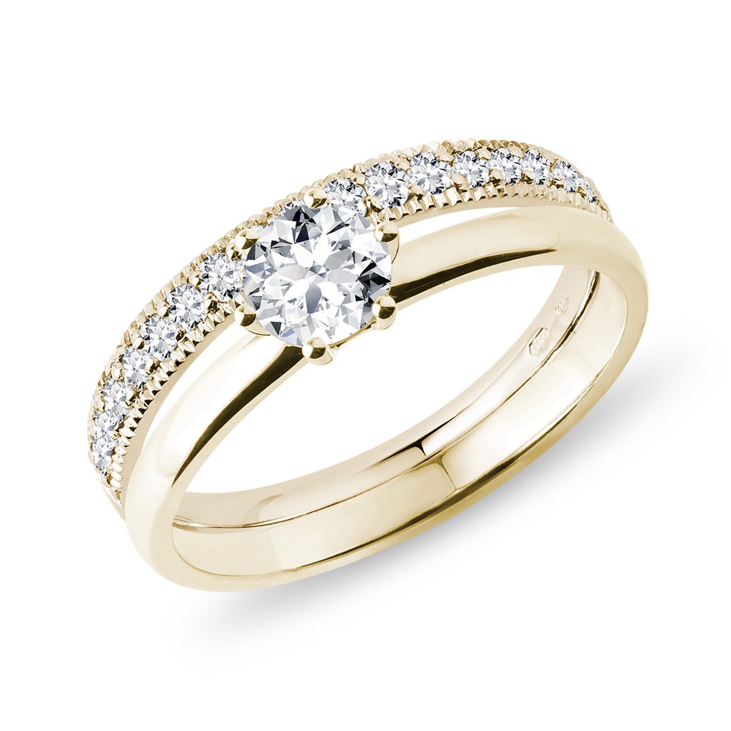 Engagement and wedding ring set in 14k gold | KLENOTA