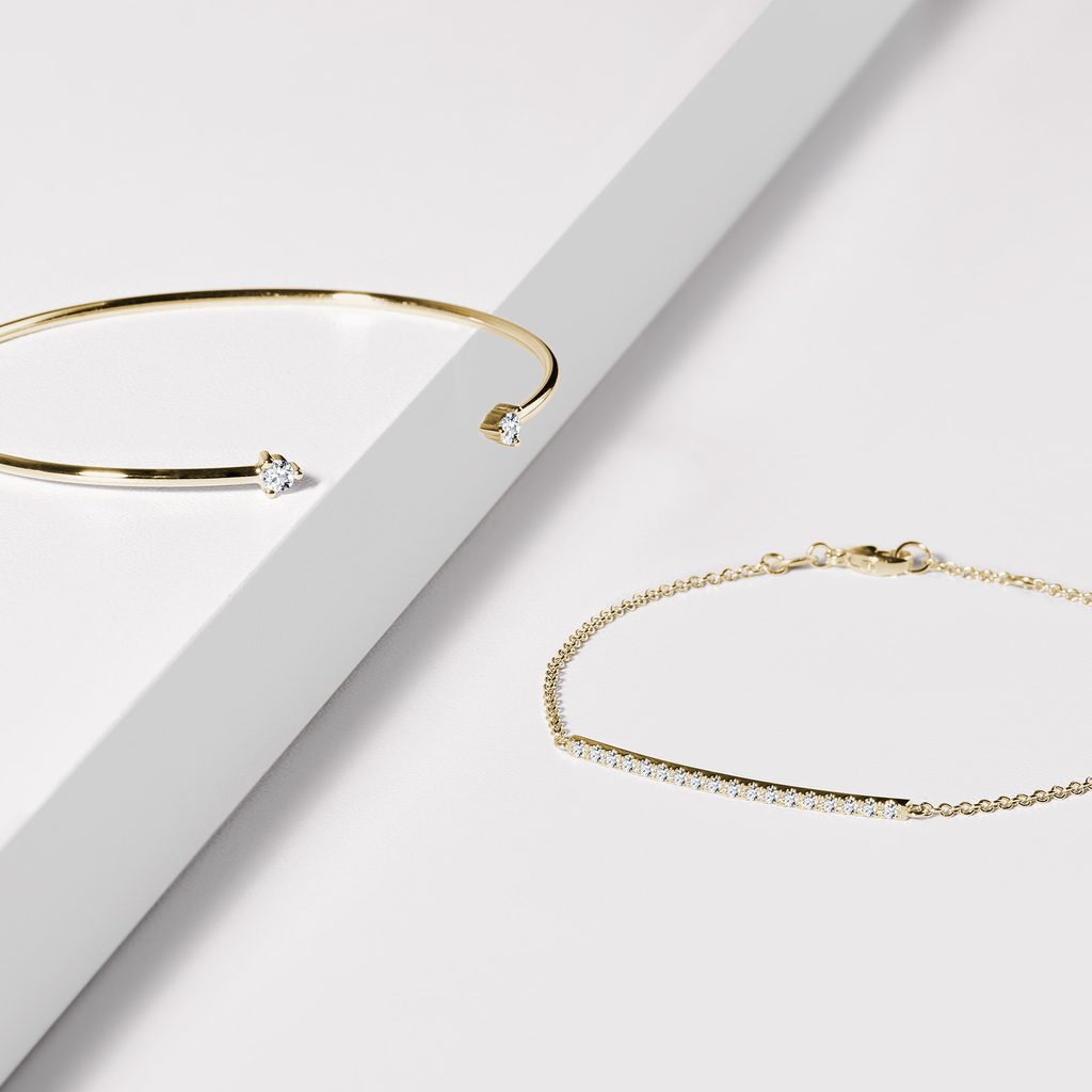 Diamond Bar Gold Bracelet | KLENOTA