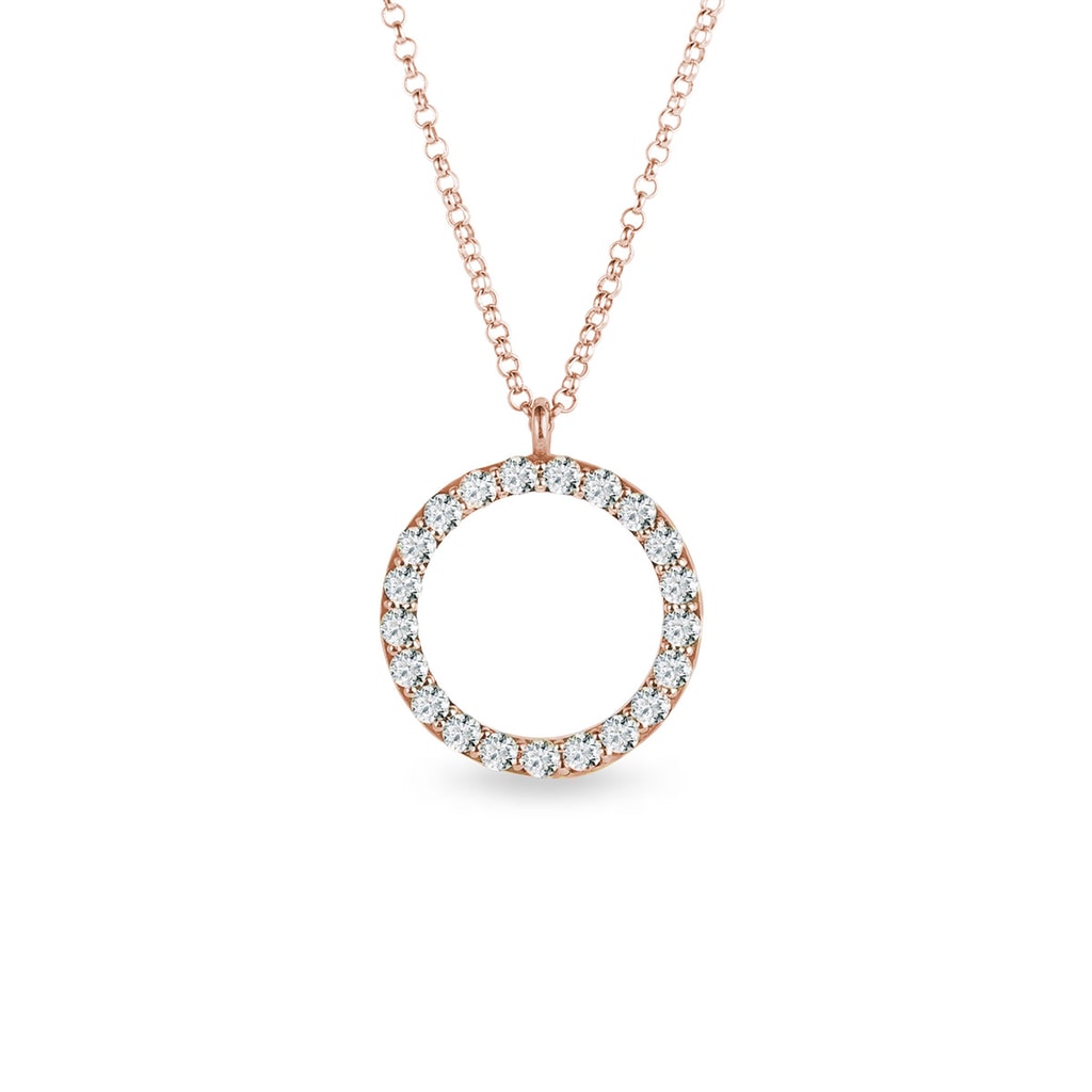 Diamond circular pendant in rose gold | KLENOTA