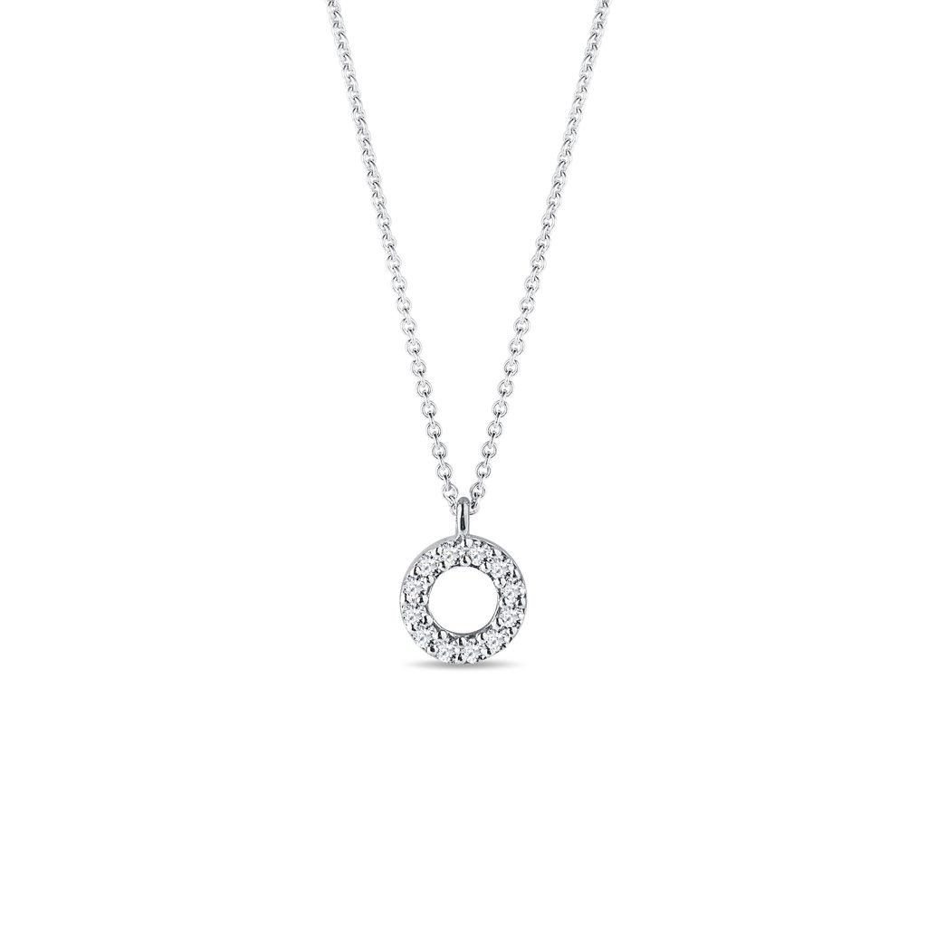 Circle-shaped Diamond Pendant Necklace in White Gold | KLENOTA