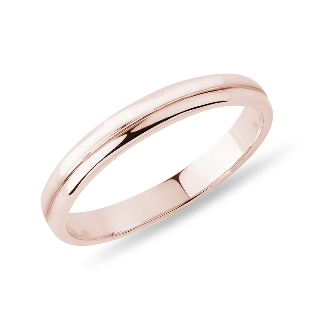 Women's rounded edge engraved ring in rose gold | KLENOTA