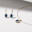 BOUCLES D'OREILLES HALO EN OR AVEC SAPHIRS ET DIAMANTS - BOUCLES D'OREILLES EN SAPHIR - BOUCLES D'OREILLES