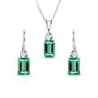 EMERALD EARRING AND NECKLACE SET IN WHITE GOLD - GEMSTONE SETS - FINE JEWELRY