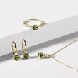YELLOW GOLD NECKLACE WITH MOLDAVITE AND BRILLIANT - MOLDAVITE NECKLACES - NECKLACES