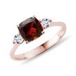 BAGUE EN OR ROSE AVEC DIAMANTS ET GRENAT - BAGUES EN GRENAT - BAGUES