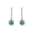 EMERALD AND DIAMOND EARRINGS IN YELLOW GOLD - EMERALD EARRINGS - EARRINGS