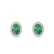 EMERALD AND DIAMOND GOLD OVAL EARRINGS - EMERALD EARRINGS - EARRINGS