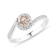 White Gold Ring with Central Champagne Diamond