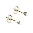 PUCES D'OREILLES EN OR JAUNE AVEC DIAMANTS BLEUS - PUCES D'OREILLES EN DIAMANT - BOUCLES D'OREILLES