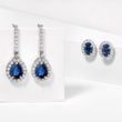 BOUCLES D'OREILLES DELUXE AVEC SAPHIRS ET DIAMANTS - BOUCLES D'OREILLES EN SAPHIR - BOUCLES D'OREILLES