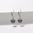 TAHITIAN PEARL AND DIAMOND EARRINGS IN YELLOW GOLD - PEARL EARRINGS - PEARL JEWELRY