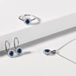 ROUND SAPPHIRE AND DIAMOND EARRINGS IN WHITE GOLD - SAPPHIRE EARRINGS - 