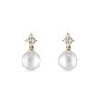 PEARL AND DIAMONDS EARRINGS IN GOLD - PEARL EARRINGS - PEARL JEWELRY