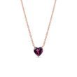 Heart-shaped rhodolite necklace in rose gold