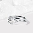 WAVE MOTIF ENGAGEMENT SET IN WHITE GOLD - ENGAGEMENT AND WEDDING MATCHING SETS - ENGAGEMENT RINGS