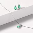 Emerald and Diamond 14K White Gold Earrings