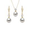 AKOYA PEARL AND DIAMOND JEWELRY SET IN YELLOW GOLD - PEARL SETS - PEARL JEWELRY