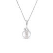 COLLIER EN OR BLANC, PERLE D'EAU DOUCE ET DIAMANT - PENDENTIFS EN PERLES - PERLES