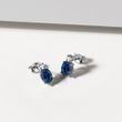 BOUCLES D'OREILLES EN OR AVEC SAPHIRS ET DIAMANTS - BOUCLES D'OREILLES EN SAPHIR - BOUCLES D'OREILLES