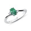 OVAL CUT EMERALD RING WITH DIAMONDS IN WHITE GOLD - EMERALD RINGS - RINGS