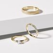 HIS AND HERS HALF ETERNITY AND STARDUST FINISH GOLD WEDDING RING SET - YELLOW GOLD WEDDING SETS - WEDDING RINGS