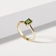 OCTAGON CUT MOLDAVITE RING IN YELLOW GOLD - MOLDAVITE RINGS - RINGS