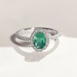OVAL EMERALD AND DIAMOND RING IN WHITE GOLD - EMERALD RINGS - RINGS