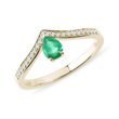 EMERALD TEARDROP RING IN 14K YELLOW GOLD - EMERALD RINGS - RINGS