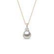 AKOYA PEARL AND DIAMOND YELLOW GOLD NECKLACE - PEARL PENDANTS - PEARL JEWELRY