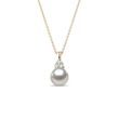 AKOYA PEARL AND DIAMOND YELLOW GOLD NECKLACE - PEARL PENDANTS - PEARL JEWELLERY