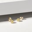 YELLOW DIAMOND FLOWER EARRINGS IN YELLOW GOLD - DIAMOND STUD EARRINGS - 