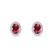 Rubelite and Diamond Oval Earrings in White Gold