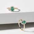 OVAL EMERALD AND DIAMOND RING IN GOLD - EMERALD RINGS - 