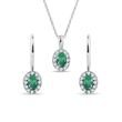 HALO-SCHMUCKSET MIT SMARAGDEN UND DIAMANTEN AUS WEISSGOLD - SCHMUCK SETS EDELSTEINE - SCHMUCK