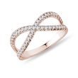 BAGUE DOUBLE ANNEAU EN OR ROSE SERTIE DE DIAMANTS - BAGUES EN DIAMANT - BAGUES