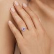 BAGUE EN OR BLANC SERTIE D'UNE TANZANITE ET DE BRILLANTS - BAGUES EN TANZANITE - BAGUES