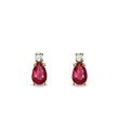 RUBY AND DIAMOND YELLOW GOLD PEAR EARRINGS - RUBY EARRINGS - EARRINGS