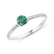 EMERALD AND DIAMOND RING IN 14K WHITE GOLD - EMERALD RINGS - RINGS