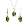 MOLDAVITE JEWELRY SET IN 14K YELLOW GOLD - GEMSTONE SETS - FINE JEWELRY